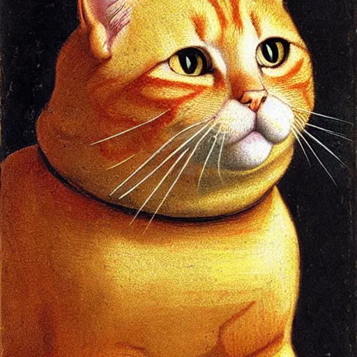 Image similar to fat orange tabby cat by leonardo davinci