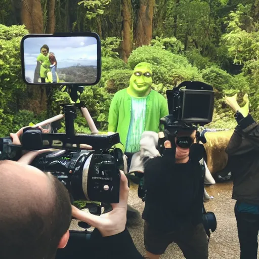 Image similar to shrek filming lifestyle video blog