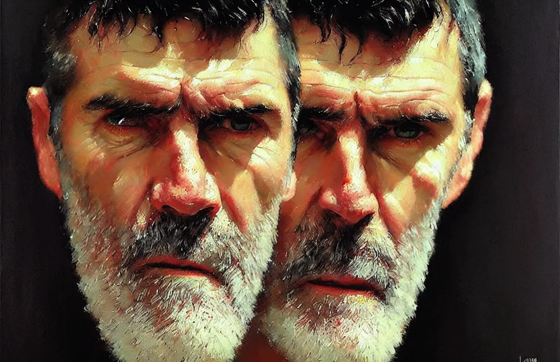 Prompt: portrait of roy keane!!!!!!!!!!!!!!!!!!!!!!!!!!!, detailed face, detailed painting, epic lighting, by ilya repin, phil hale and kent williams