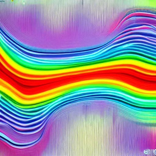 Image similar to audio waveform, audio signal, colorful, rainbow powder, trending on art station, award winning art