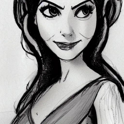 Image similar to milt kahl sketch of victoria justice as princess padme in star wars episode 3