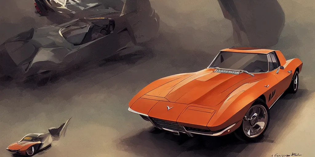 Image similar to Corvette C2 1967, elegant, digital painting, concept art, smooth, sharp focus, art style from Wang Ke and Greg Rutkowski and Bruce Kaiser and Scott Robertson and Dmitry Mazurkevich and Doruk Erdem and Jon Sibal