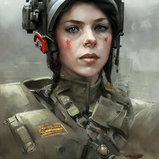 Prompt: portrait of a communist greta, epic, tragic, military art, fantasy, dieselpunk, hd shot, digital portrait, beautiful, artstation, comic style, by artgerm, guy denning, jakub rozalski, magali villeneuve and charlie bowater