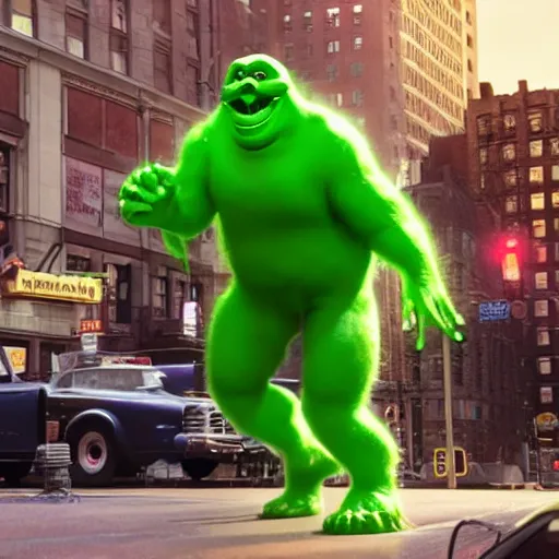 Image similar to awe inspiring Slimer from the movie Ghostbusters 8k hdr
