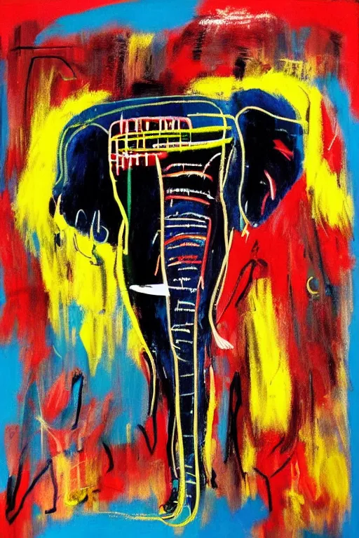 Image similar to elephant in the style of jean michel basquiat