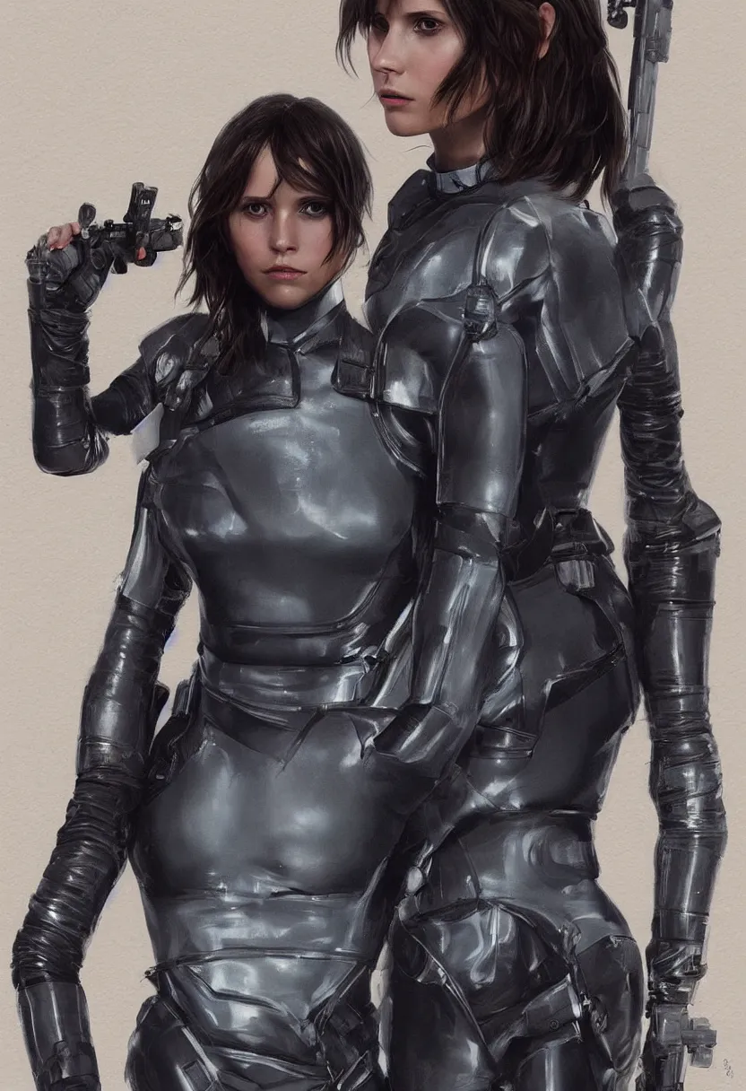 Image similar to jyn erso with futuristic glossy latex suit armor, by bryan matyas, profile posing, perfect anatomy, hyper photorealistic, digital photography, artstation, pinterest, concept art