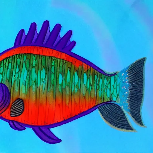 Prompt: a rainbow fish