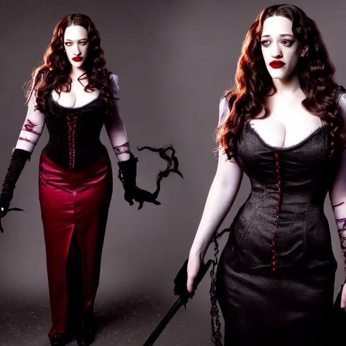 Image similar to full body photograph of kat dennings as a vampire queen. Extremely detailed. 8k