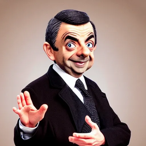 Image similar to rowan atkinson playing mr. bean as a cute humanoid fox