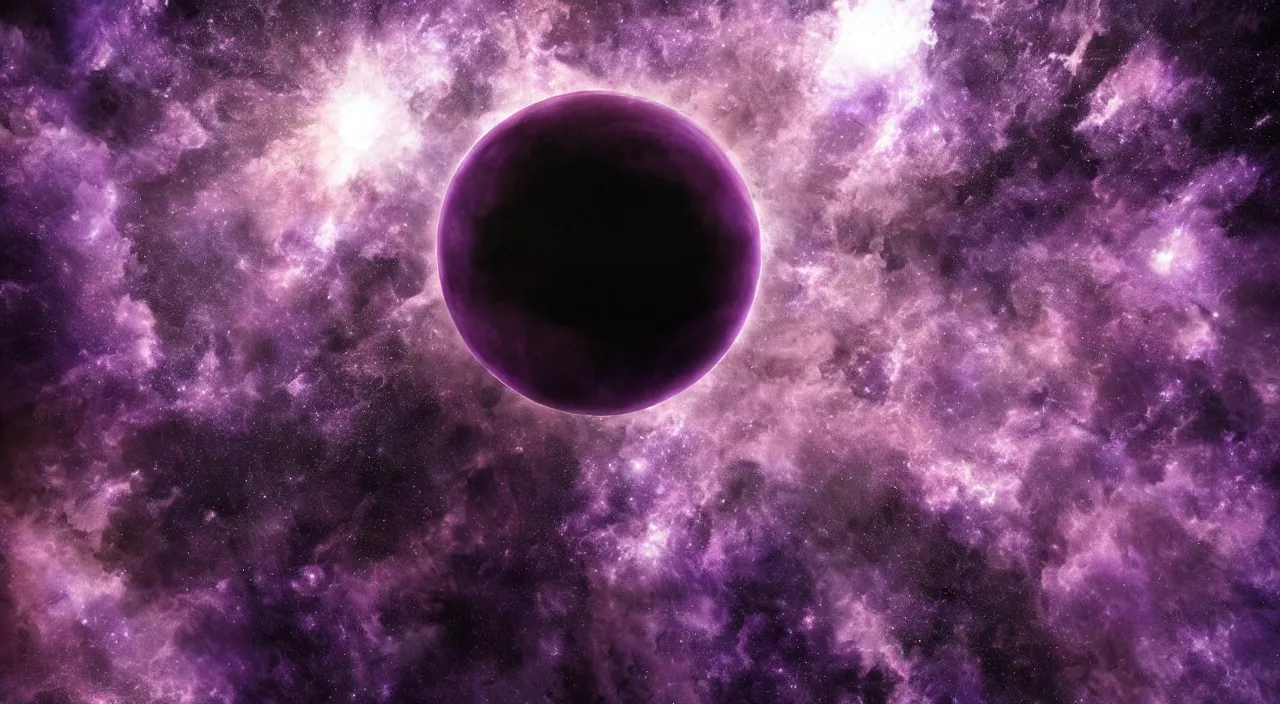 Prompt: a beautiful deep purple planet floating in the vast darkness of space, digital art, photorealistic, detailed
