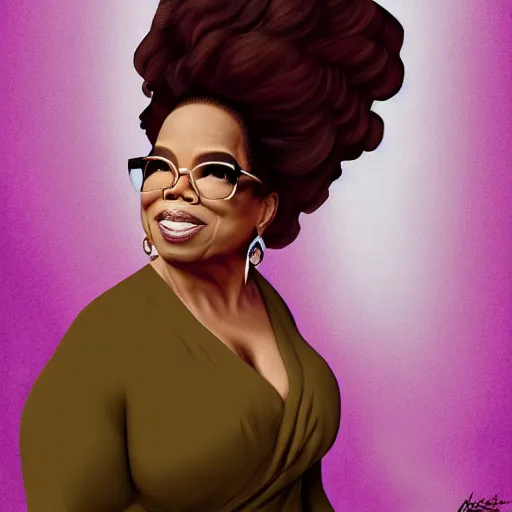Prompt: oprah winfrey realizing she is going broke, digital art