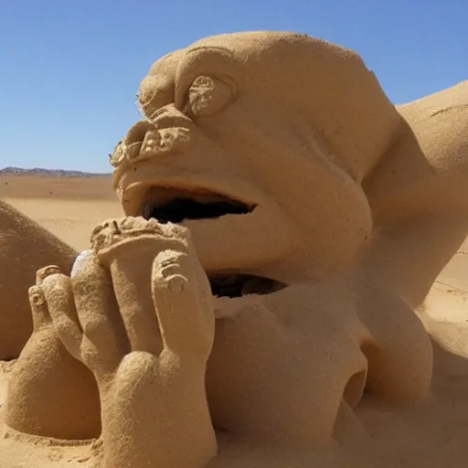 Image similar to a monster made out of sand in the desert with a tornado