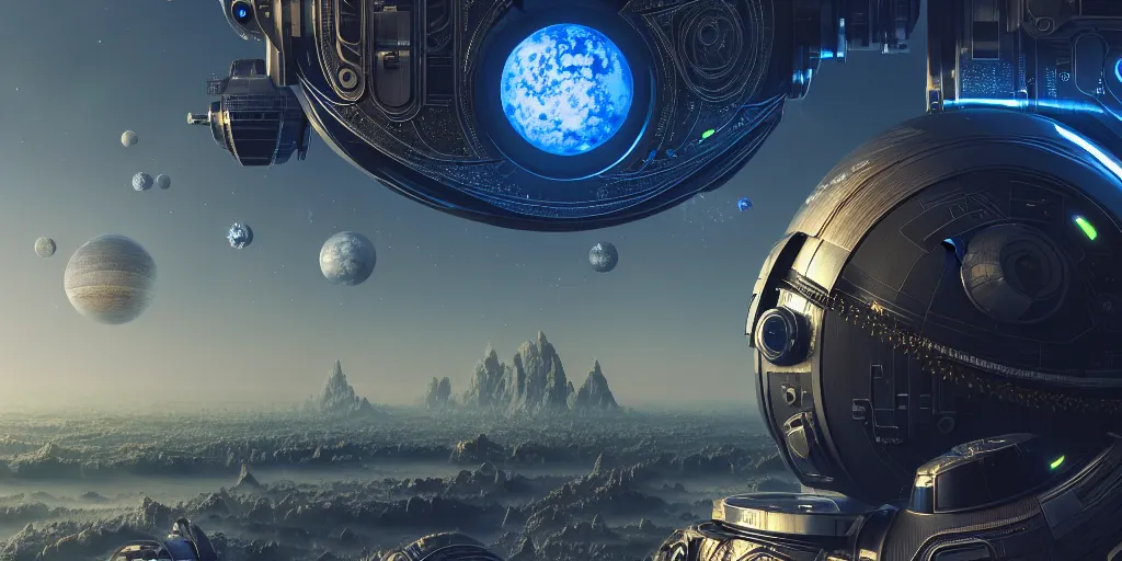 Image similar to ultra detailed photorealistic the planet of gaia, cinematic light, sci fi, glossy, cybernetic machines, wires, robotics, futuristic decor, trending on artstation, global illumination, ultra realistic illustration, matte painting, high detailed, unreal engine, octane render, 4 k, hd, high quality
