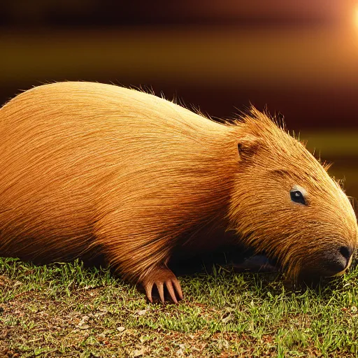 Prompt: a beautiful photo of a capybara chews on a nvidia gpu, eats an rtx 1 0 8 0 graphic card, wildlife photography, kodak gold 2 0 0, depth of field, f / 2 2, neon lamp, volumetric lighting, award - winning photo