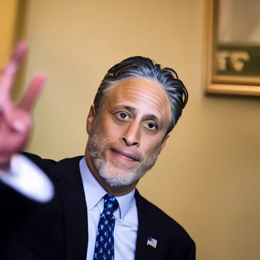 Prompt: Jon Stewart as President of the United States, photo, 8K