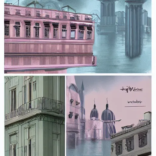 Image similar to cidade de lisboa, concept art, pastel soft colors, in the style of danny mcbride, knyazev konstantin