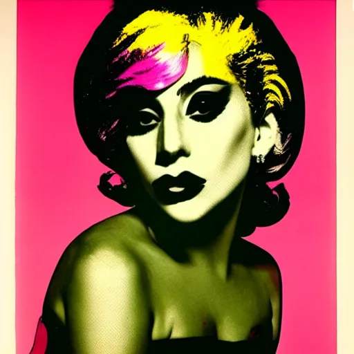 Image similar to lady gaga by andy warhol