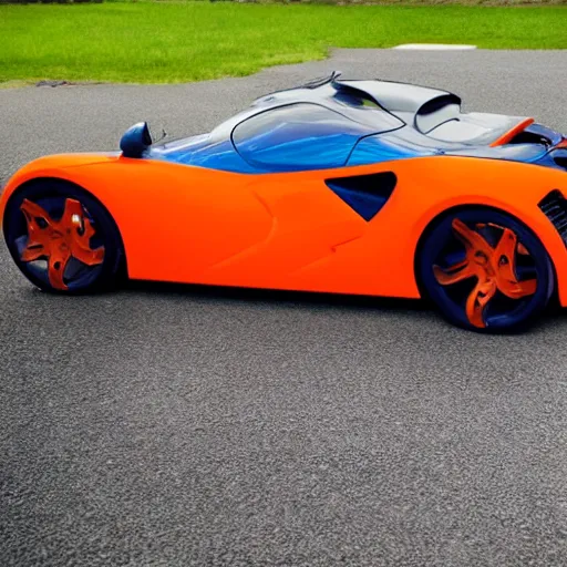 Image similar to orange and blue styled sportscar