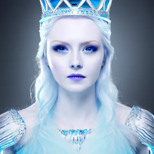 Image similar to photo of a real-life very beautiful ice queen, 4k