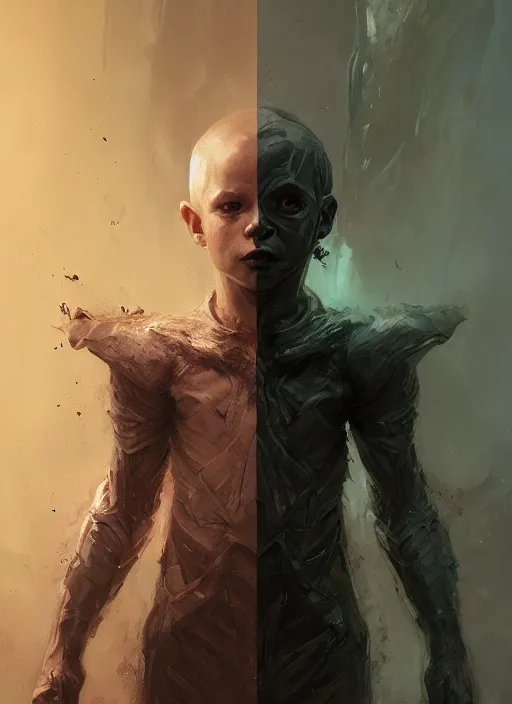 Image similar to fantasy changeling kid revealing his true nature, dim light, front game card, marvel comics, dark, intricate, highly detailed, smooth, artstation, digital illustration by ruan jia and mandy jurgens and artgerm and wayne barlowe and greg rutkowski and zdislav beksinski