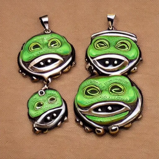Image similar to pre - columbian pepe the frog jewelry