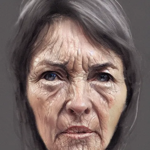 Image similar to artstation middle aged woman, very detailed, , portrait, high contrast