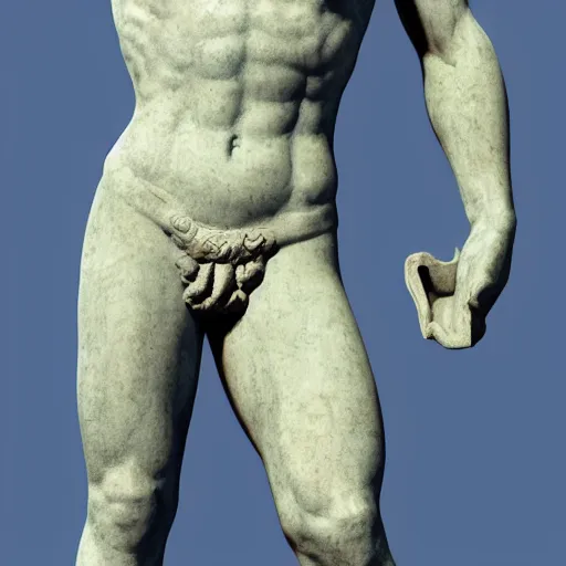 Image similar to a 3 d render of the statue of david out of marble, in the style of michelangelo