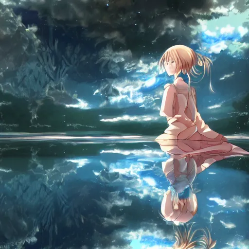 Image similar to anime, reflection, water, hd anime 4k wallpapers