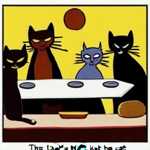 Prompt: the last supper but instead it's cats