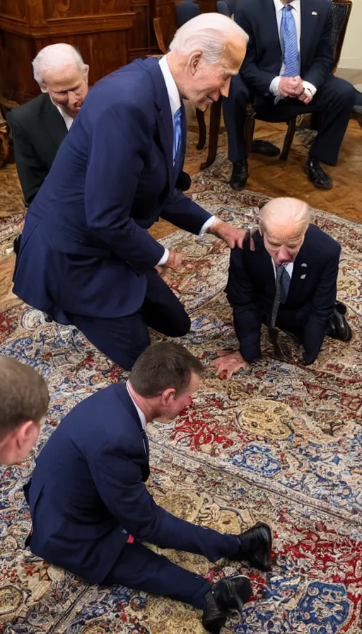 Image similar to photo biden on his knees asks for forgiveness from ivan the terrible