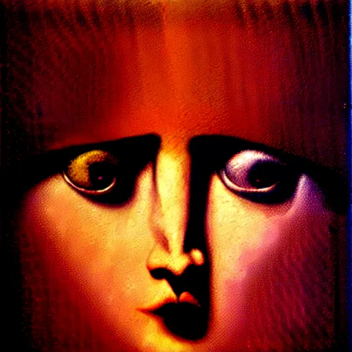 Image similar to Her eyes wide by Zdzisław Beksiński, oil on canvas, intricately detailed artwork, 8k