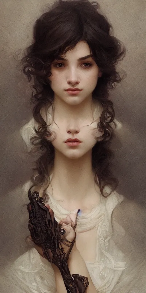 Image similar to portrait of luis loggiodice, intricate, elegant, highly detailed, digital painting, artstation, concept art, smooth, sharp focus, illustration, art by artgerm and greg rutkowski and alphonse mucha and william - adolphe bouguereau