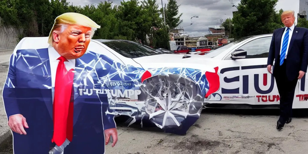 Image similar to trump, putin, anime car wrap