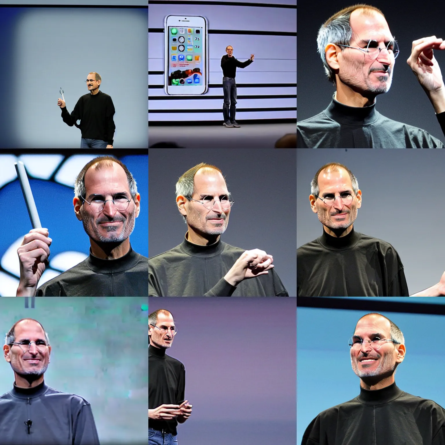 Prompt: still of steve jobs introducing the iplunger on stage, apple press conference images