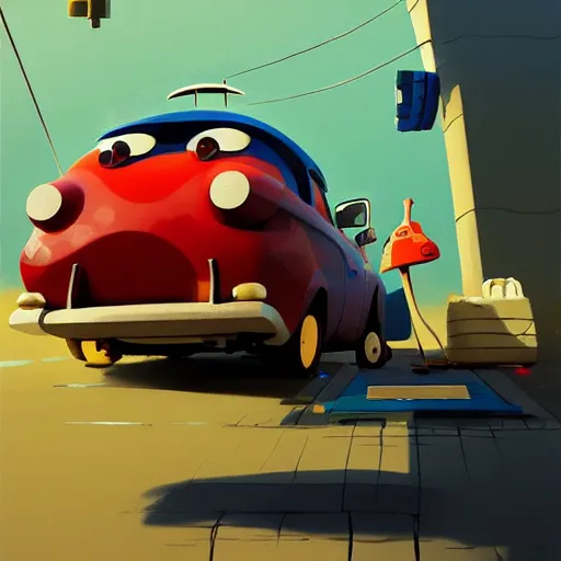 Image similar to goro fujita ilustration car wash, painting by goro fujita, sharp focus, highly detailed, artstation