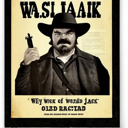 Image similar to jack black old west wanted poster, old vintage photo, 8 k