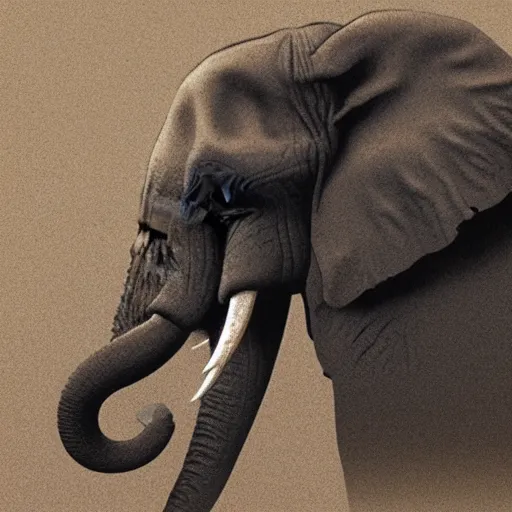Prompt: an elephant turning into dust in the air, photorealistic