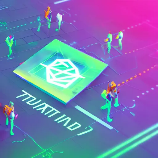 Image similar to DataUnion Protocol - TOGETHER is more, a network of DataNFTs, Value Share Contracts and the TOGETHER token, hyperrealistic, 4K, epic, neon inc, octane render, trending on artstation, digital painting, isometric web design icon