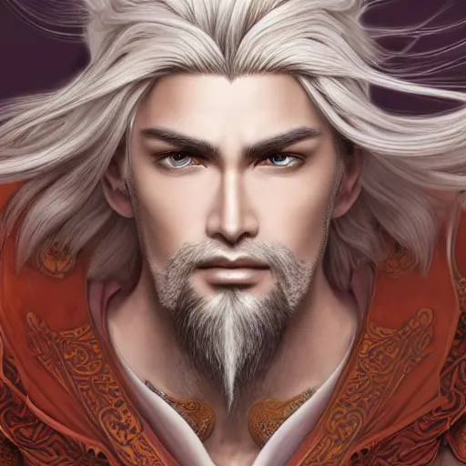 Image similar to an immortal xianxia cultivator with long blonde hair as an absurdly handsome, elegant, young anime man, ultrafine hyperrealistic detailed face illustration by kim jung gi, irakli nadar, intricate linework, sharp focus, bright colors, matte, gujian, final fantasy, unreal engine highly rendered, global illumination, radiant light, intricate environment