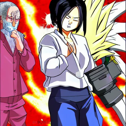 Prompt: Keiko Sofía Fujimori Higuchi on super saiyan