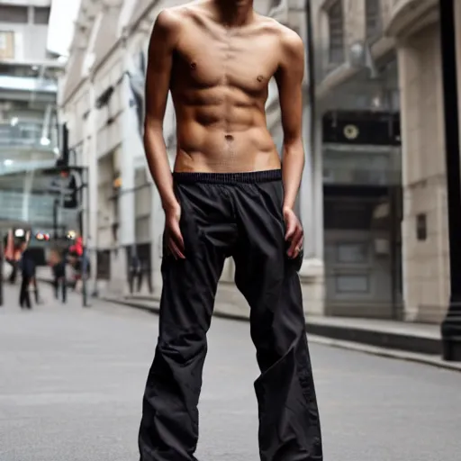 Prompt: skinny mixed race man sagging in london