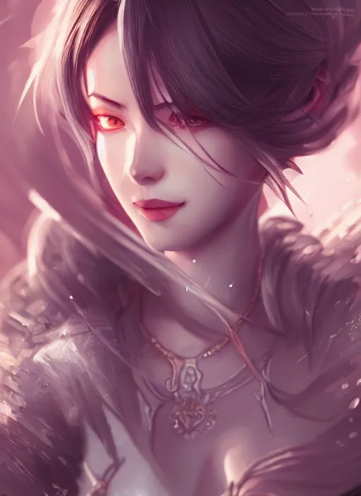 Prompt: a highly detailed illustration of female kiryu kazuma, intricate, elegant, highly detailed, centered, digital painting, artstation, concept art, smooth, sharp focus, league of legends concept art, wlop.