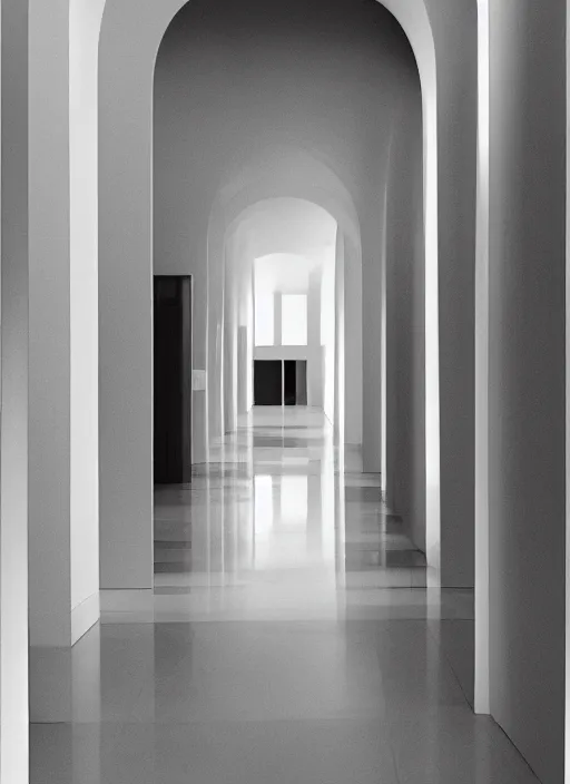 Image similar to a photograph of a hallway designed by louis kahn, 3 5 mm, film camera, dezeen, architecture, center framing