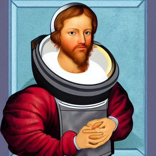 Image similar to renaissance style character portrait of an astronaut