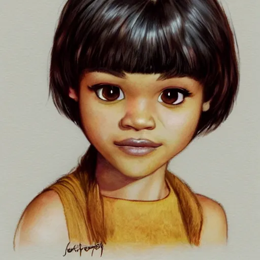 Image similar to portrait of zendaya as dora the explorer, by jean - baptiste monge