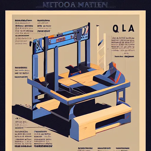 Prompt: porta 4 0 0 golden isometric projection graphic design poster of a saw table inspired by democracy propaganda posters