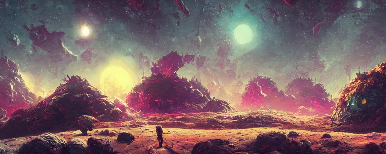 Image similar to ” on the surface of moon, [ cinematic, detailed, epic, widescreen, opening, establishing, mattepainting, photorealistic, realistic textures, octane render, art by paul lehr ] ”