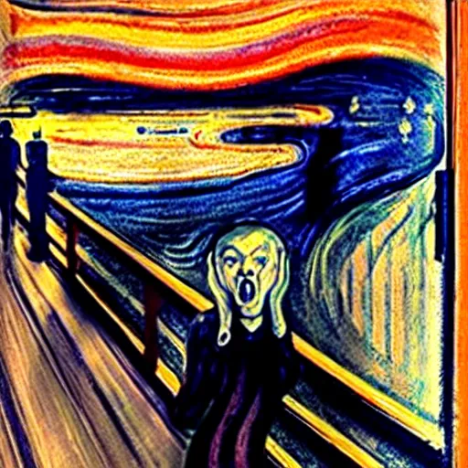 Prompt: donald trump in the scream by edward munch