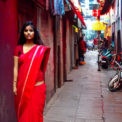 Image similar to a hot girl in a saree red light district