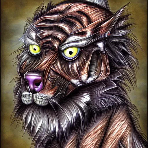 Image similar to monster dog tiger fusion cosmic horror made of angles drooping skin hyper realistic